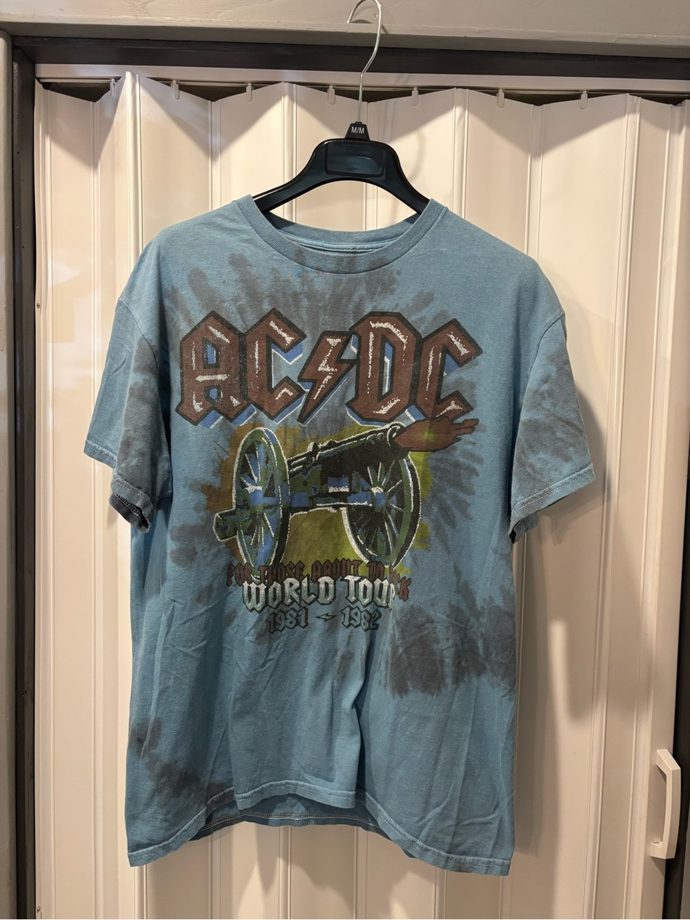 AC/DC Blue Tie-Dye Cannon Graphic Tee Size Medium